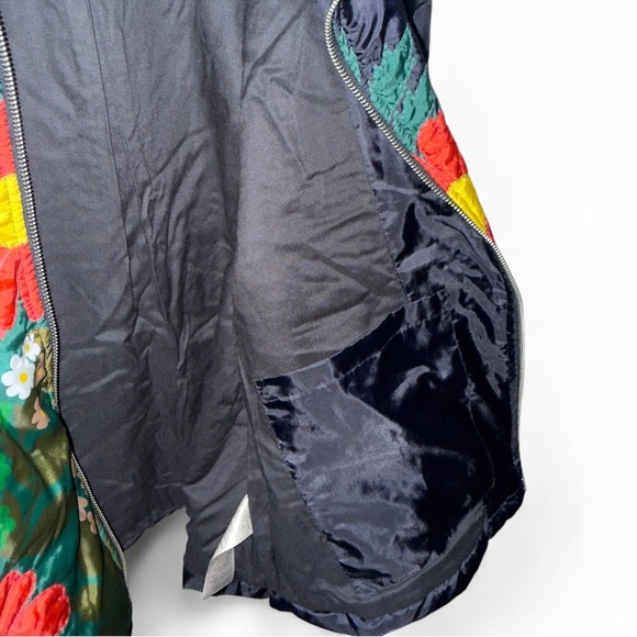 Anthropologie XL Floral Embroidered Bomber Jacket | Quilted Puffer Coat - Picture 7 of 9